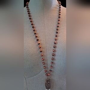 ViVI Brown Beaded Necklace with Intricate Pendant